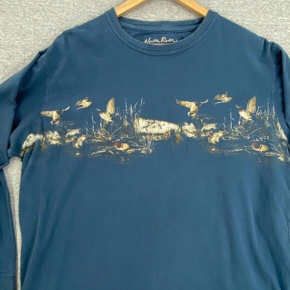 North River Shirt Mens Extra Large Blue Duck Hunting All Around Long Sleeve Dog - Picture 4 of 10
